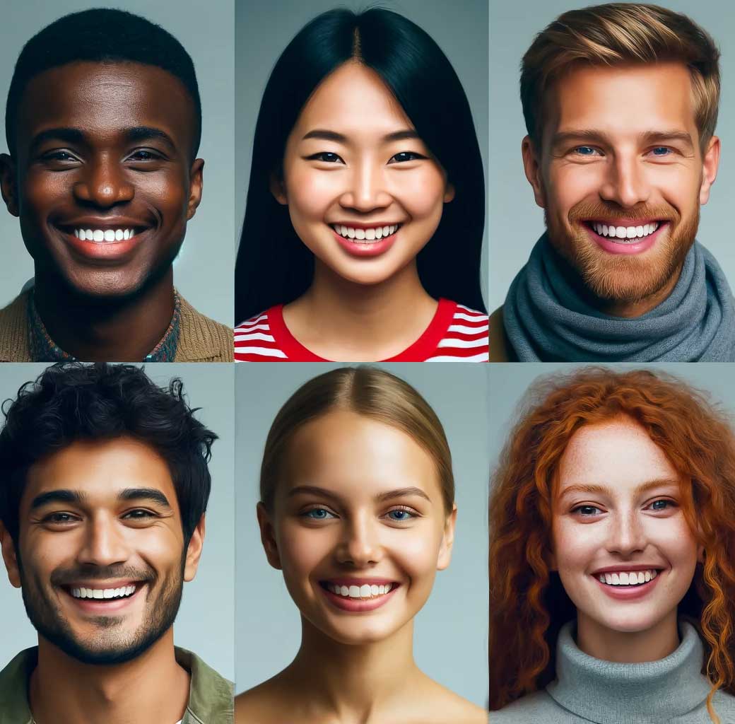 Smiling faces, made by DALL-E 240610